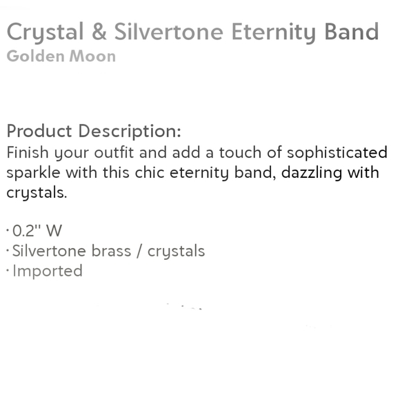 GOLDEN MOON Crystal & Silvertone Eternity Ring - Picture 4 of 4